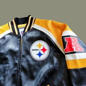 VINTAGE NFL PITTSBURGH STEELERS LEATHER JACKET SIZE XL...G-III APPAREL GROUP ...